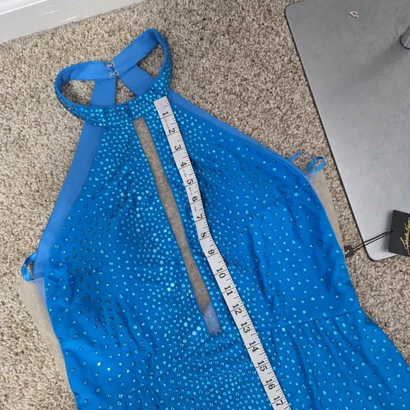 Johnathan Kayne Sky Blue Halter Mermaid Prom/Pageant Dress - Picture 12 of 14